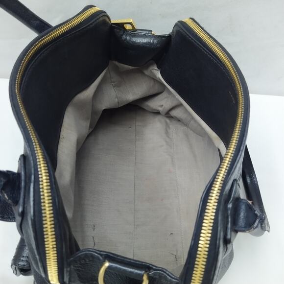 Marc Jacobs Black Leather Pocket Chain Strap Double Handle Satchel Shoulder Bag - Picture 10 of 16